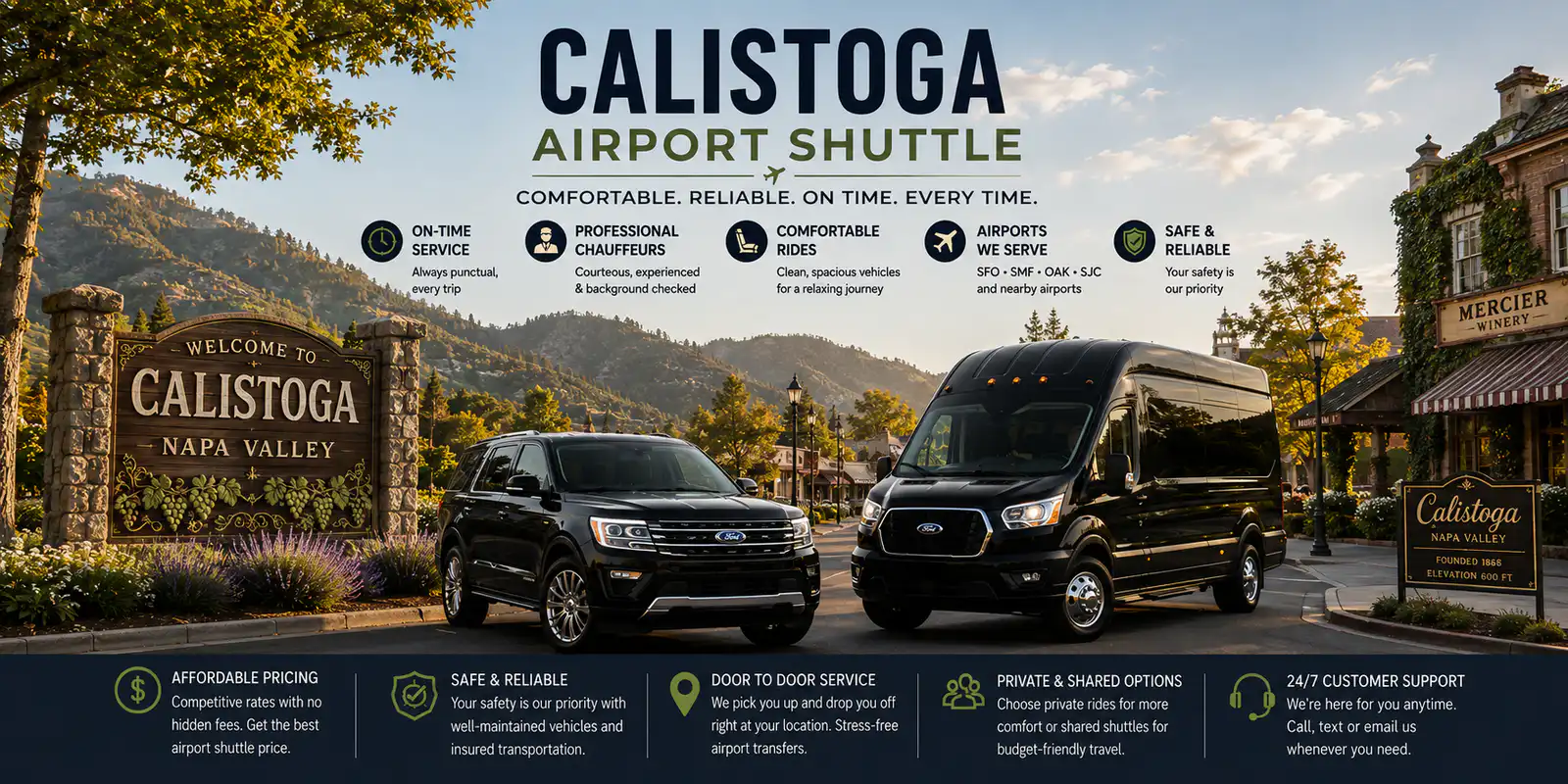 Trusted Petaluma Airport Shuttle and SUV Services