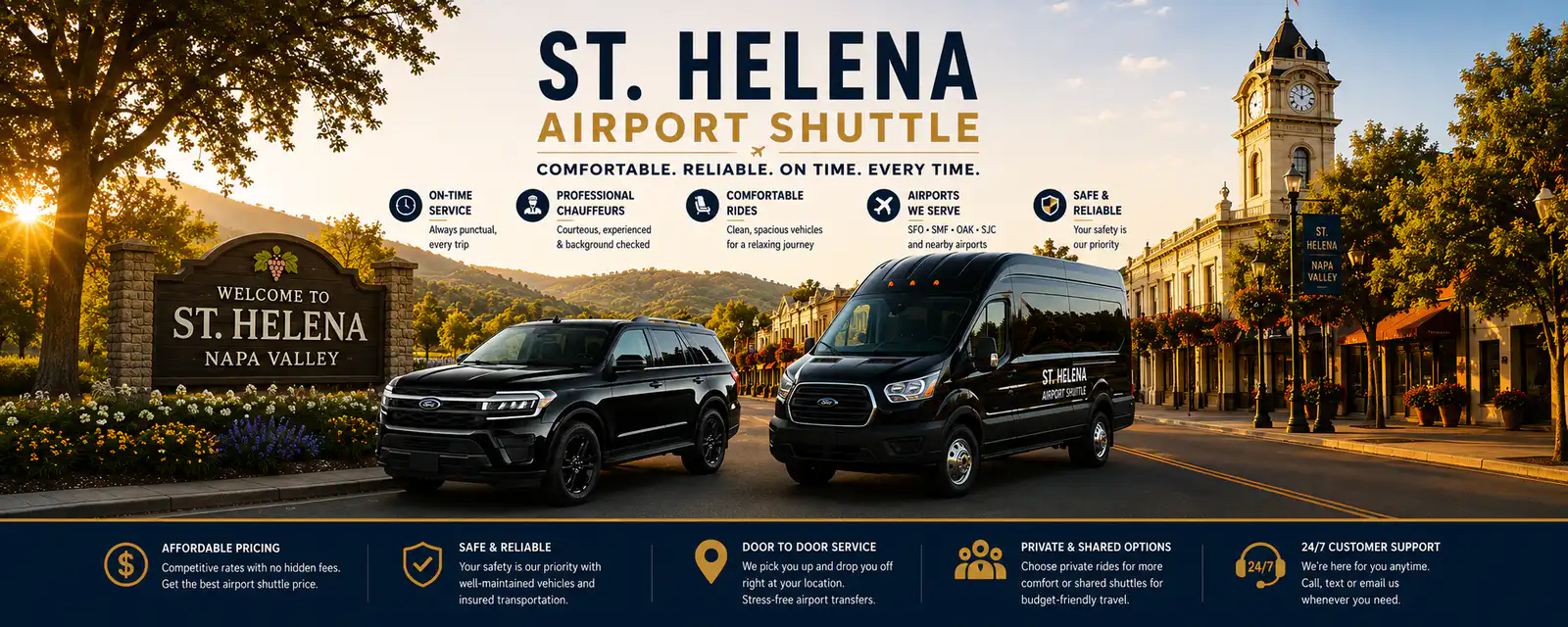 Trusted Petaluma Airport Shuttle and SUV Services