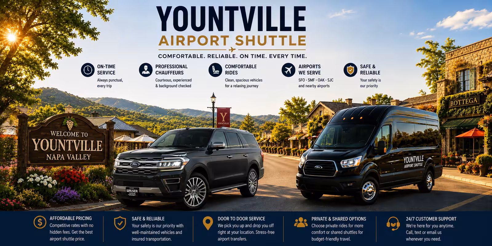 Trusted Petaluma Airport Shuttle and SUV Services